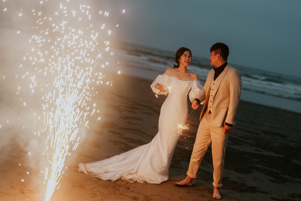仙女棒煙火婚紗